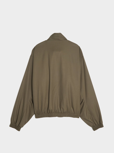 Super Fine Tropical Wool Zip Blouson, Dark Khaki