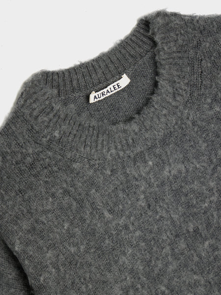 Brushed Wool Cashmere Silk Knit P/O, Gray