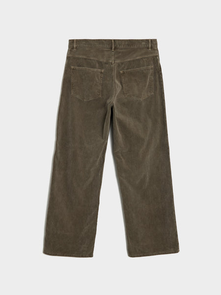 Pigment Dyed Finx Corduroy Wide 5P Pants, Olive Brown
