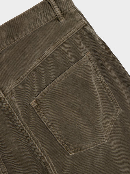Pigment Dyed Finx Corduroy Wide 5P Pants, Olive Brown