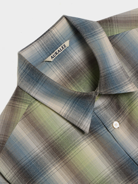 Super Light Wool Check Shirt, Blue Green Check