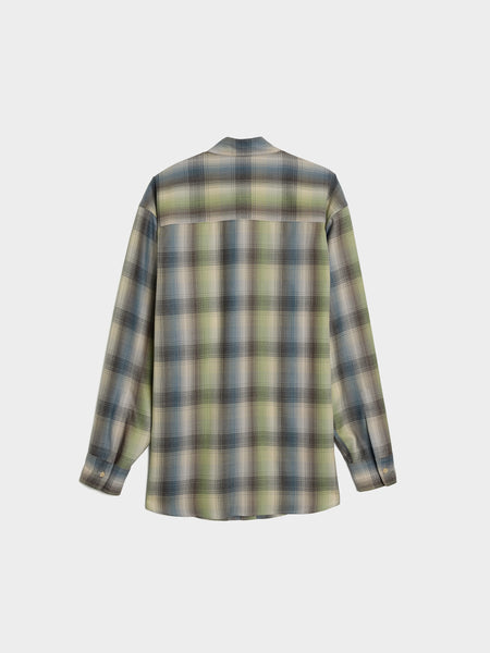 Super Light Wool Check Shirt, Blue Green Check
