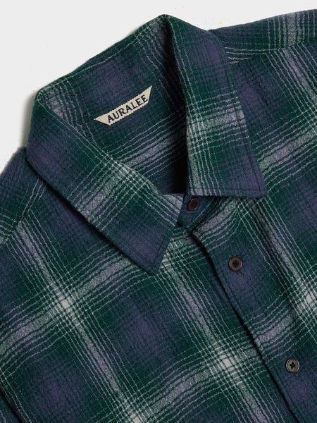 Airy Wool Check Shirt, Forest Green