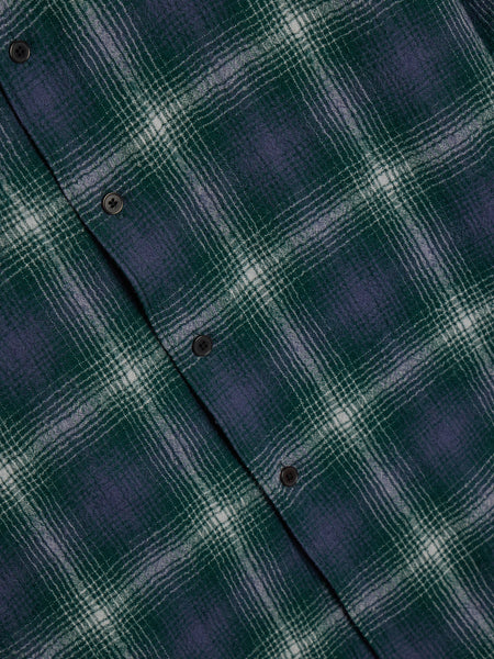 Airy Wool Check Shirt, Forest Green