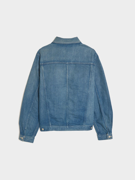 Selvedge Faded Light Denim Blouson, Light Indigo