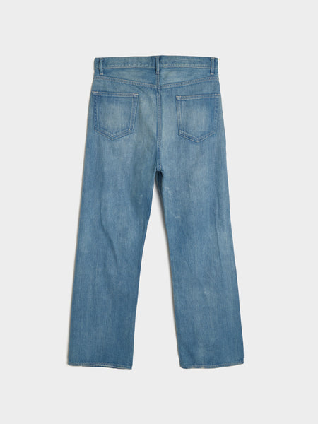 Selvedge Faded Light Denim Pants, Light Indigo