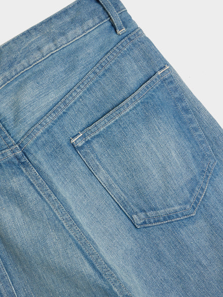 Selvedge Faded Light Denim Pants, Light Indigo