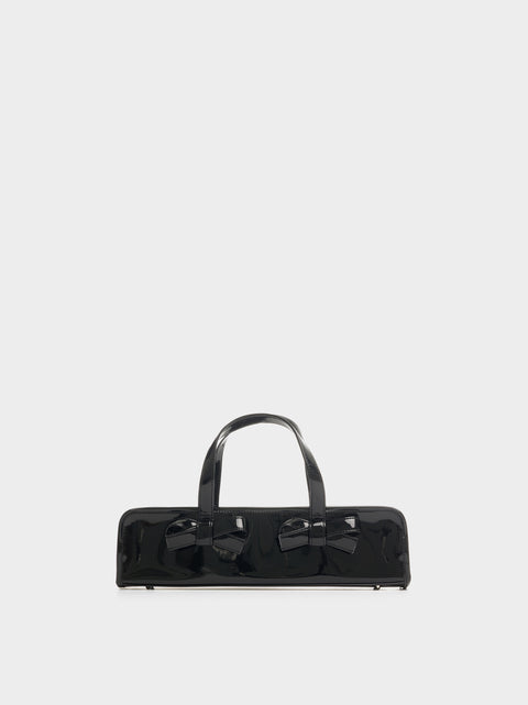 Elongated Leather Tote Bag, Black