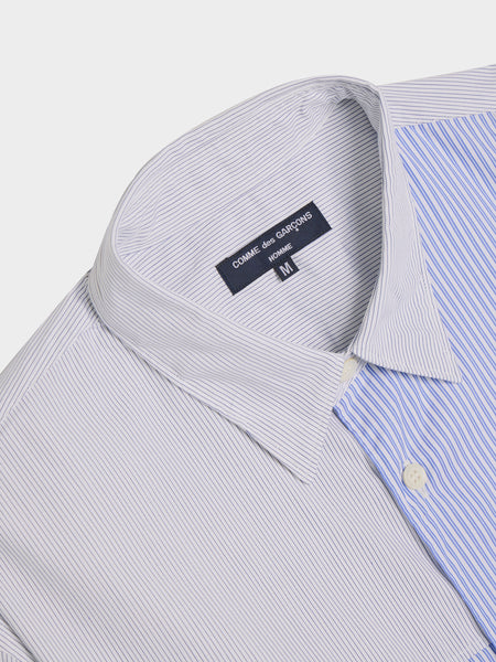 Cotton Stripe Garment Washed Shirt, Navy