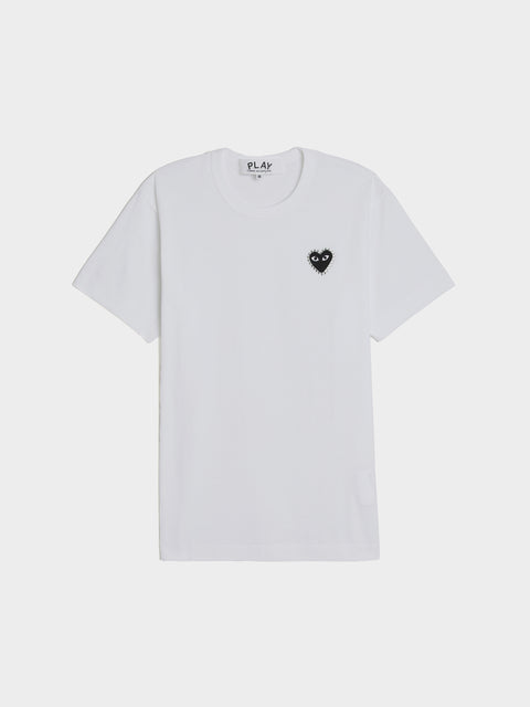 Black Emblem Rhinestone Heart T-Shirt, White