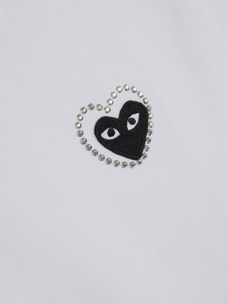 Black Metalstone Heart T-Shirt, White