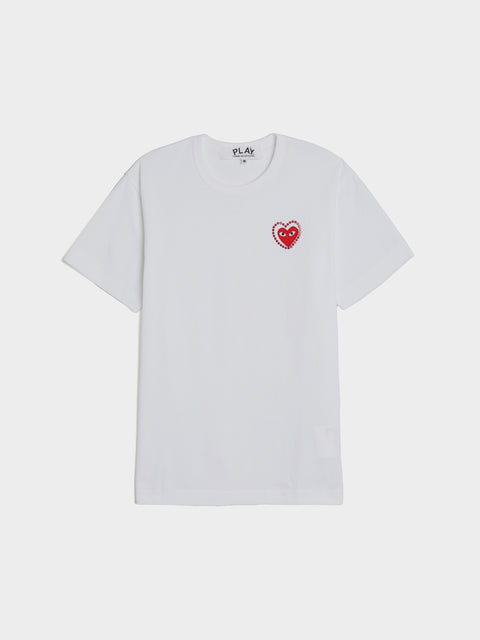 Red Metalstone Heart T-Shirt, White