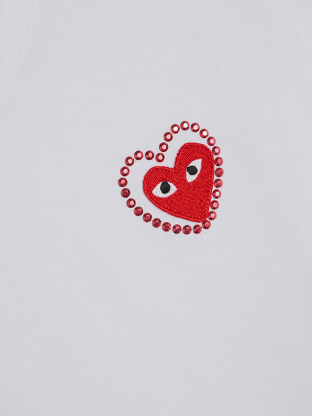 Red Metalstone Heart T-Shirt, White