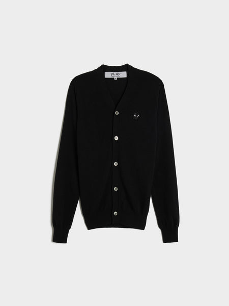 Rhinestone Heart V-Neck Cardigan, Black