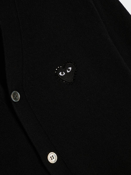 Rhinestone Heart V-Neck Cardigan, Black