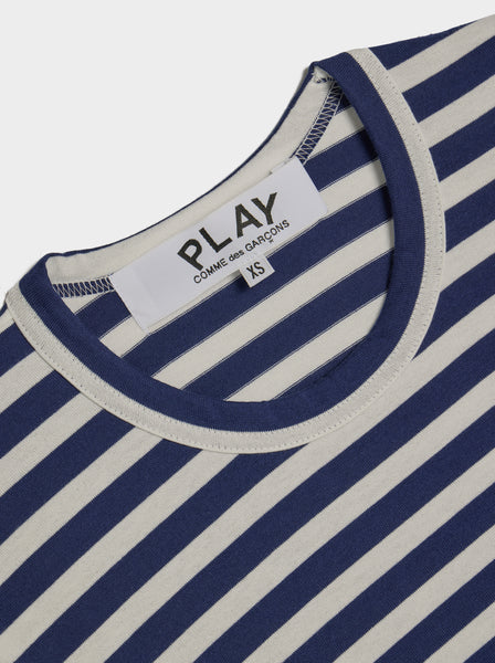 Red heart Emblem Stipe T-Shirt, Navy