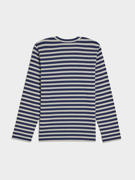 Red heart Emblem Stipe T-Shirt, Navy