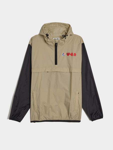 CDG PLAY x K-Way Half Zip Jacket, Beige