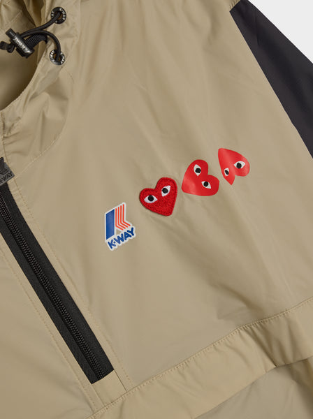 CDG PLAY x K-Way Half Zip Jacket, Beige