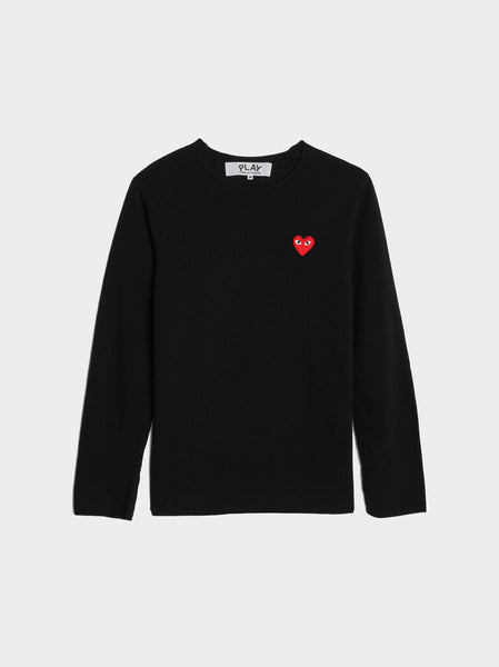 Men Red Heart Sweatshirt, Black