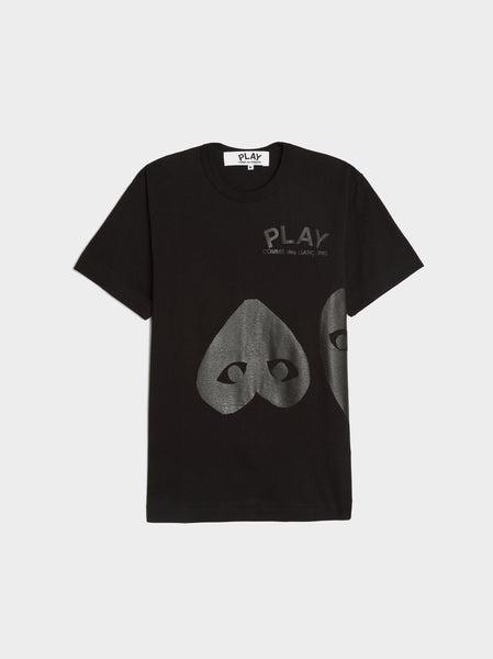 Play Logo Grey Heart Print T-Shirt, Black