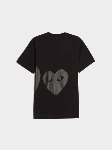 Play Logo Grey Heart Print T-Shirt, Black