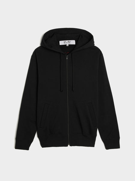 Red Heart Back Emblem Hooded Zip-Up, Black