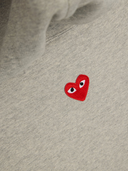 Red Heart Back Emblem Hooded Zip-Up, Grey