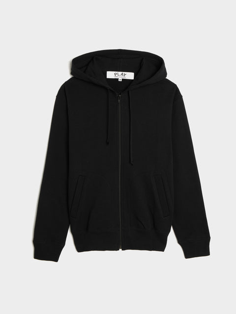 Black Heart Back Emblem Hooded Zip-Up, Black