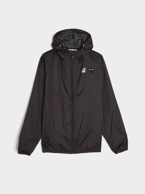 CDG PLAY x Play K-Way Black Emblem Jacket, Black