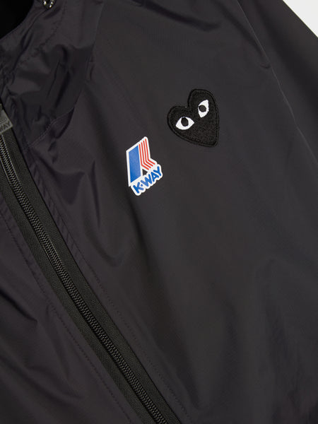 CDG PLAY x Play K-Way Black Emblem Jacket, Black