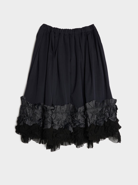 Wool Gabardine Lace Skirt, Navy