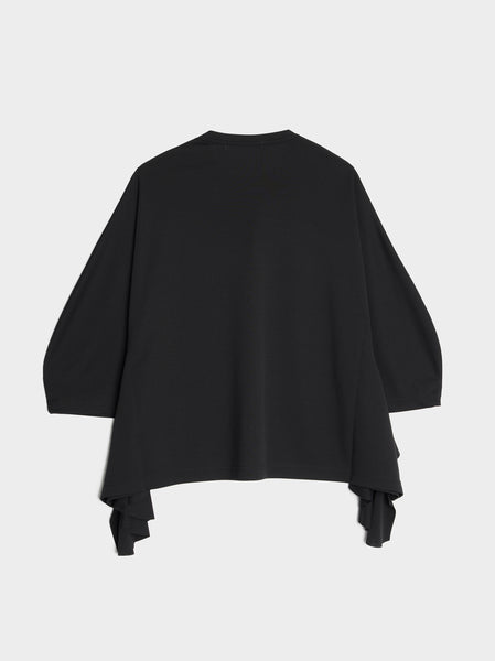 Poly Pique Ruffled T-Shirt, Black