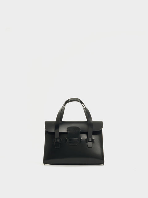 Medium Bridle Leather Bag, Black
