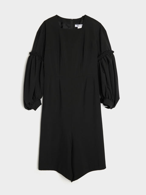 Bishop Sleeve Wool Dress, Black