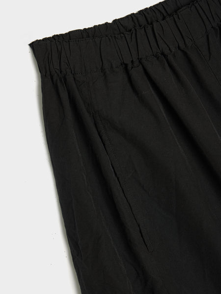 Polyester Spun Broad Garment Dyed Drawstring Pant, Black