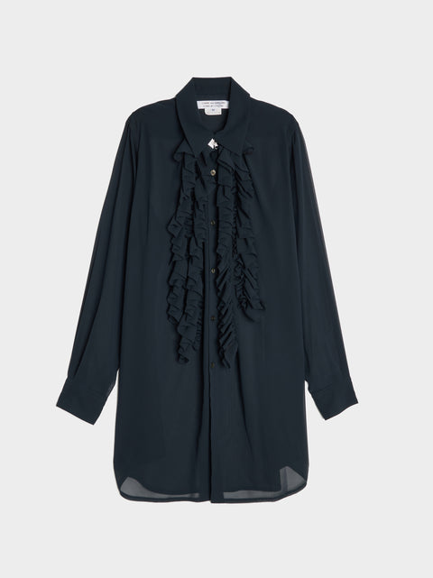 Polyester Georgette Shirt, Navy