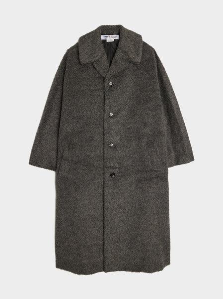 Wool Nylon Shaggy Coat, Charcoal Gray