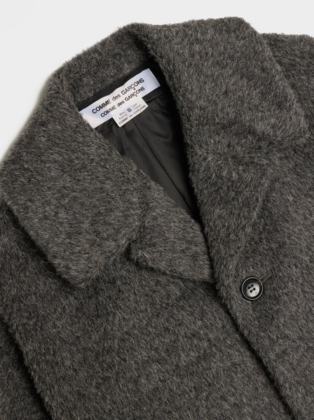 Wool Nylon Shaggy Coat, Charcoal Gray