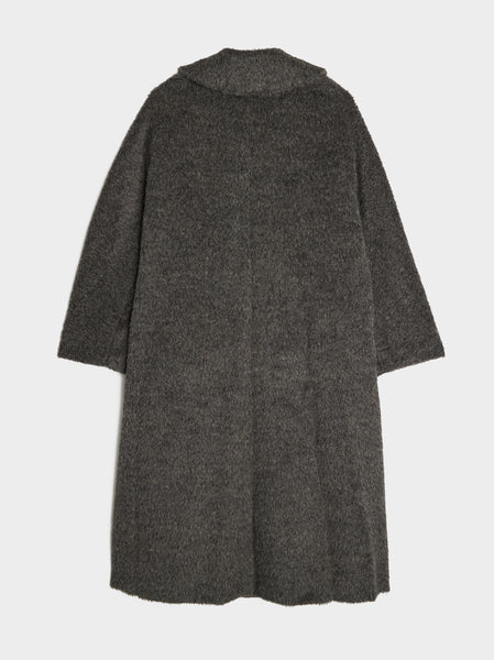 Wool Nylon Shaggy Coat, Charcoal Gray