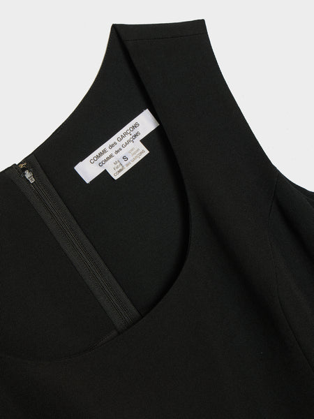 W Wool Gabardine Nylon Tulle Dress, Black / Black