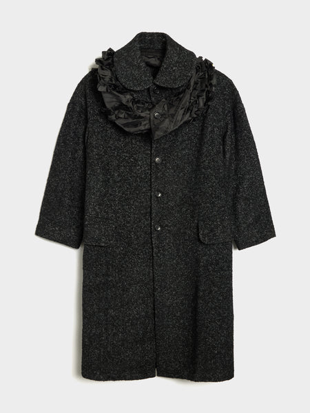 W Flannel Herringbone Coat, Black / Ecru
