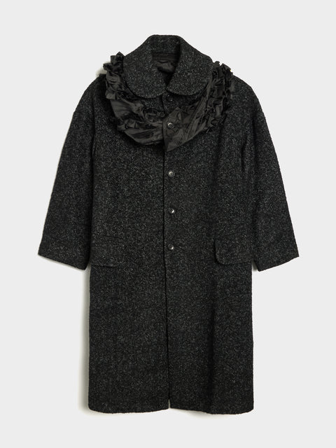 W Flannel Herringbone Coat, Black / Ecru