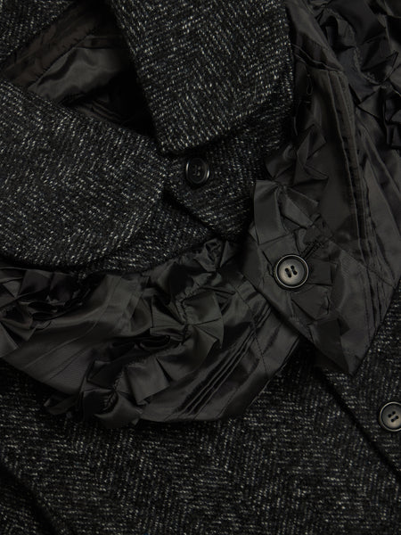 W Flannel Herringbone Coat, Black / Ecru
