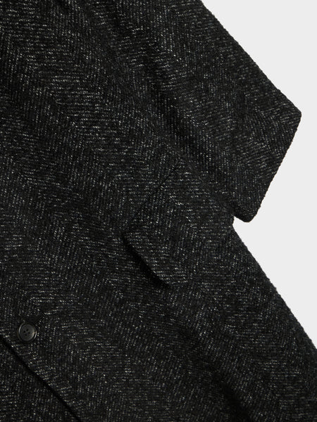 W Flannel Herringbone Coat, Black / Ecru