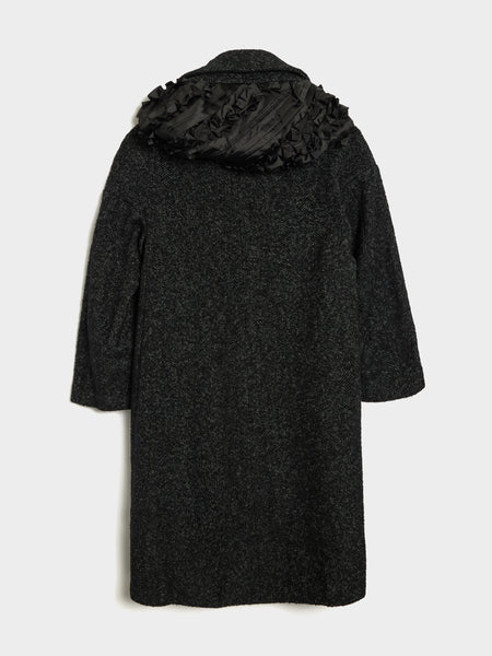 W Flannel Herringbone Coat, Black / Ecru