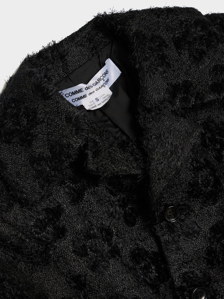 W Polyester Floating Jacquard Flower Pattern Jacket, Black