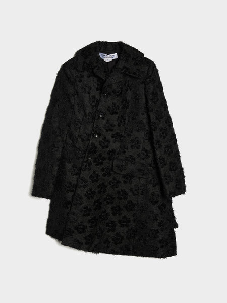 W Polyester Floating Jacquard Flower Pattern Jacket, Black