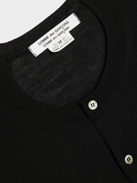 W Wool Jersey Frills Hem Cardigan, Black