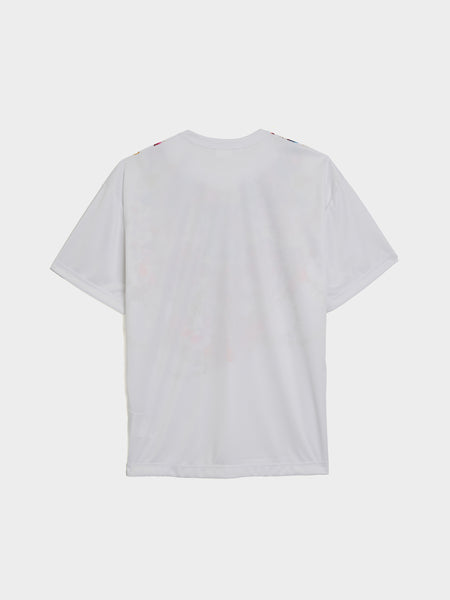 W Polyester Smooth Print T-Shirt, White / D Pattern